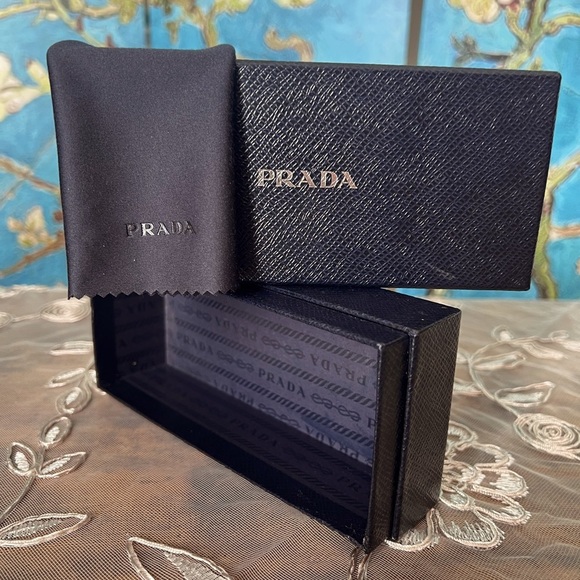 Prada black sunglass box with black Prada cleaning cloth. - Picture 1 of 10